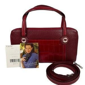 New Brighton Candied Hearts Red Leather Wallet Crossbody Organizer Shoulder Bag